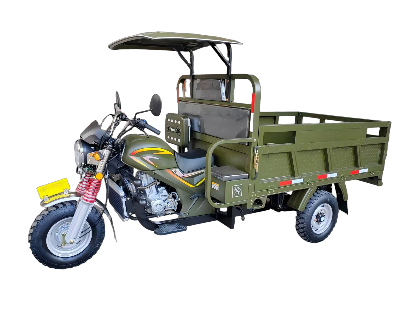 moto tricycle with automatic hydraulic dump bucket
